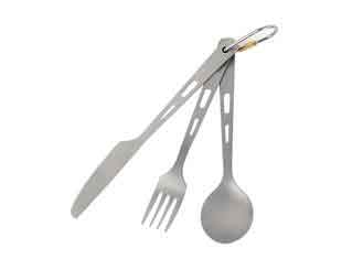 China Metal Titanium Knife Fork Spoon Set Long Handle Cookware Camping Ultralight Spork supplier