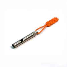 China Camping Loud Referee Edc Metal Titanium Survival Whistle 220 * 5mm Silver Color supplier