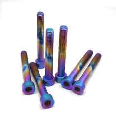 China Anodized Colored Rainbow Titanium Motorcycle Parts Gr5 Titanium Screws M6 M3 M4 M5 supplier